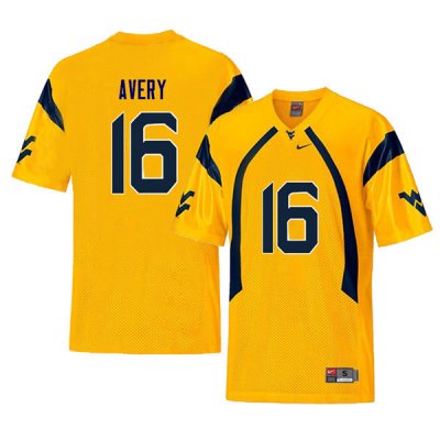 Men's West Virginia Mountaineers NCAA #16 Toyous Avery Yellow Authentic Nike Retro Stitched College Football Jersey MT15B42MJ